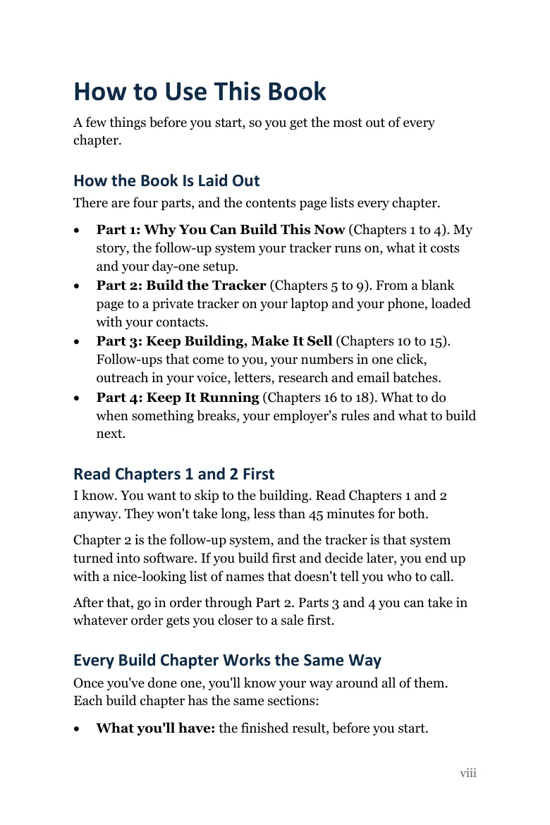 How to Use This Book, page viii